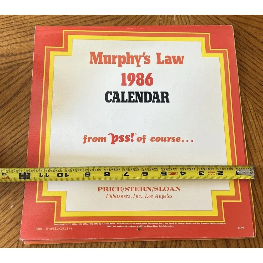 Vintage Murphy's Law Calendar 1980s Retro Humor Arthur Bloch Art 1980 Comedy